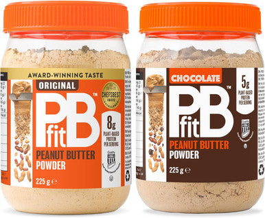 PBfit Original & Chocolate Peanut Butter Powder Mix Pack - 2x225g