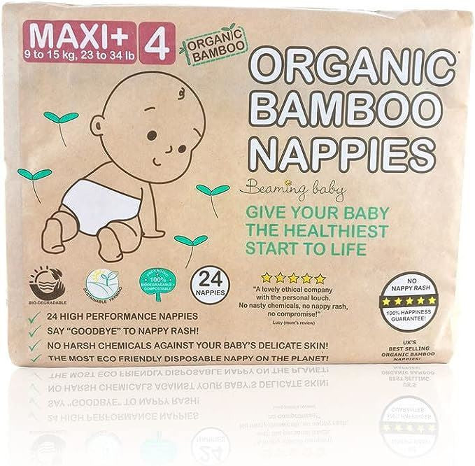 Beaming Baby Organic Bamboo Nappies Size 6 (16+ kg) - 24 Nappies