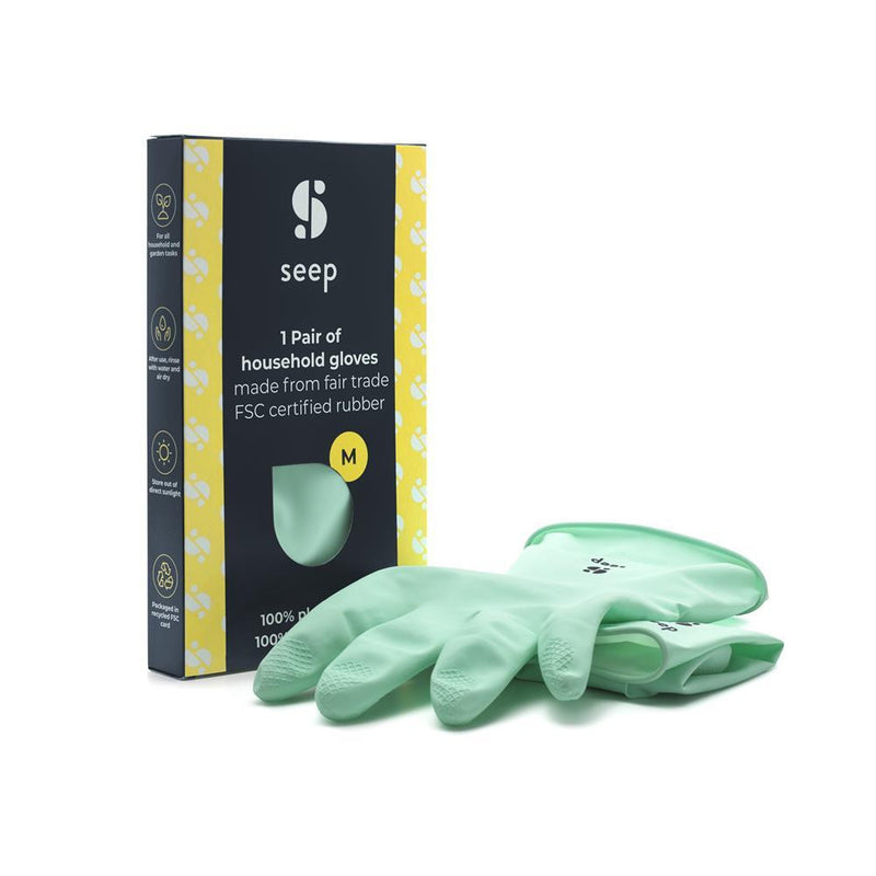 Seep Turquoise Eco Rubber Gloves - Size M (Pack of 2)