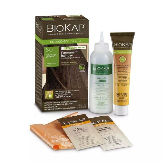 BioKap Natural Light Chestnut 5.0 Rapid Permanent Hair Dye - 135ml