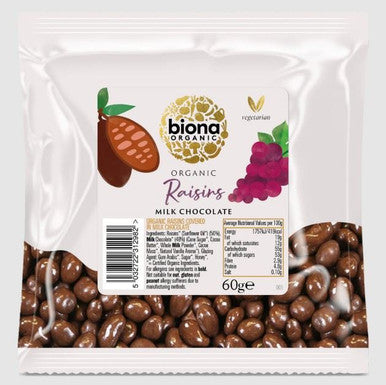 Biona Organic Milk Chocolate Covered Raisins - 60g