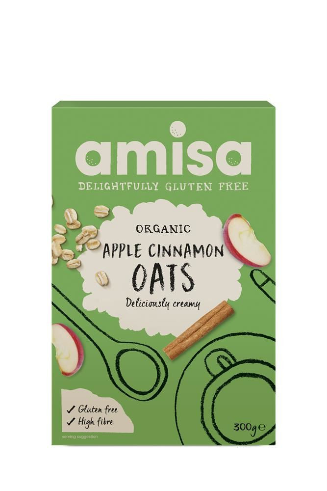 Amisa Organic Gluten Free Apple & Cinnamon Oats - 300g
