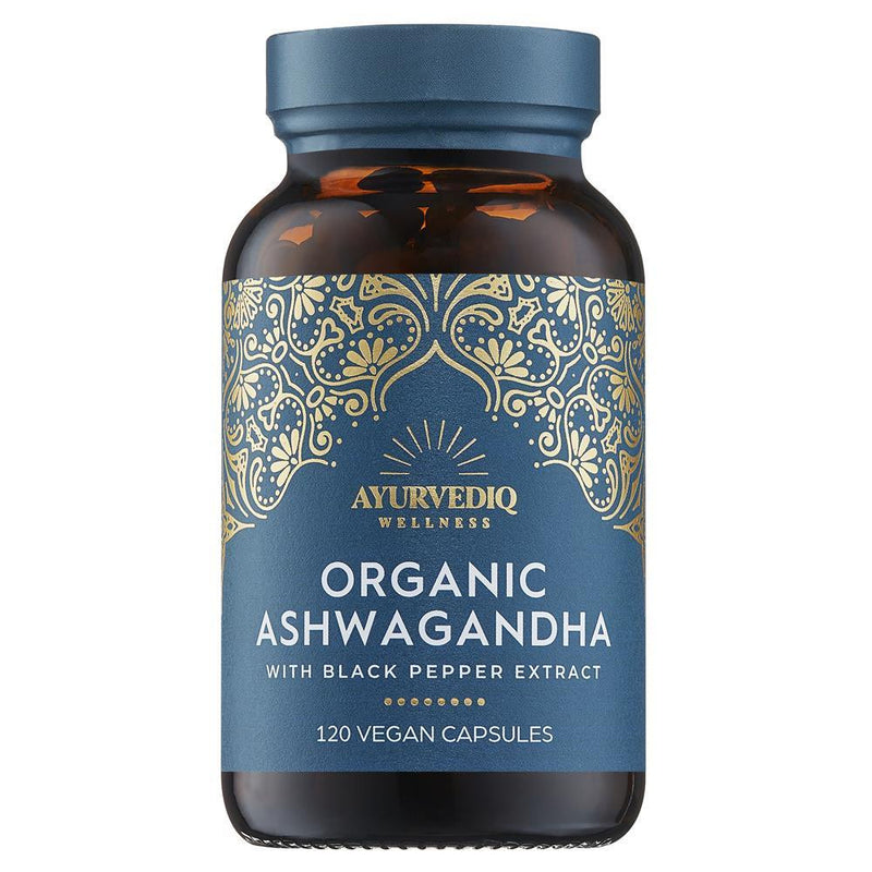 Ayurvediq Wellness Organic Ashwaganda & Black Pepper Extract - 120 Capsules