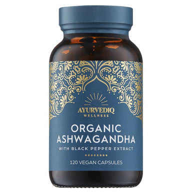 Ayurvediq Wellness Organic Ashwaganda & Black Pepper Extract - 120 Capsules