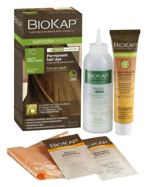 BioKap Natural Medium Blond 7.0 Rapid Permanent Hair Dye - 135ml