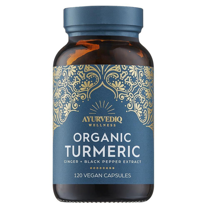 Ayurvediq Wellness Organic Turmeric, Ginger & Black Pepper Extract - 120 Capsules