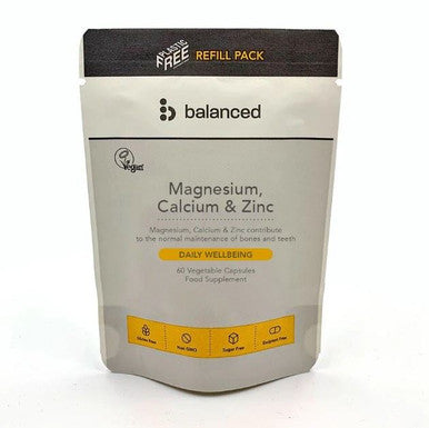 Balanced Magnesium Calcium & Zinc Refill Pouch - 60 Veg Caps