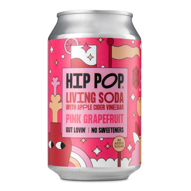Hip Pop Living Soda Pink Grapefruit - 330ml (Pack of 12)