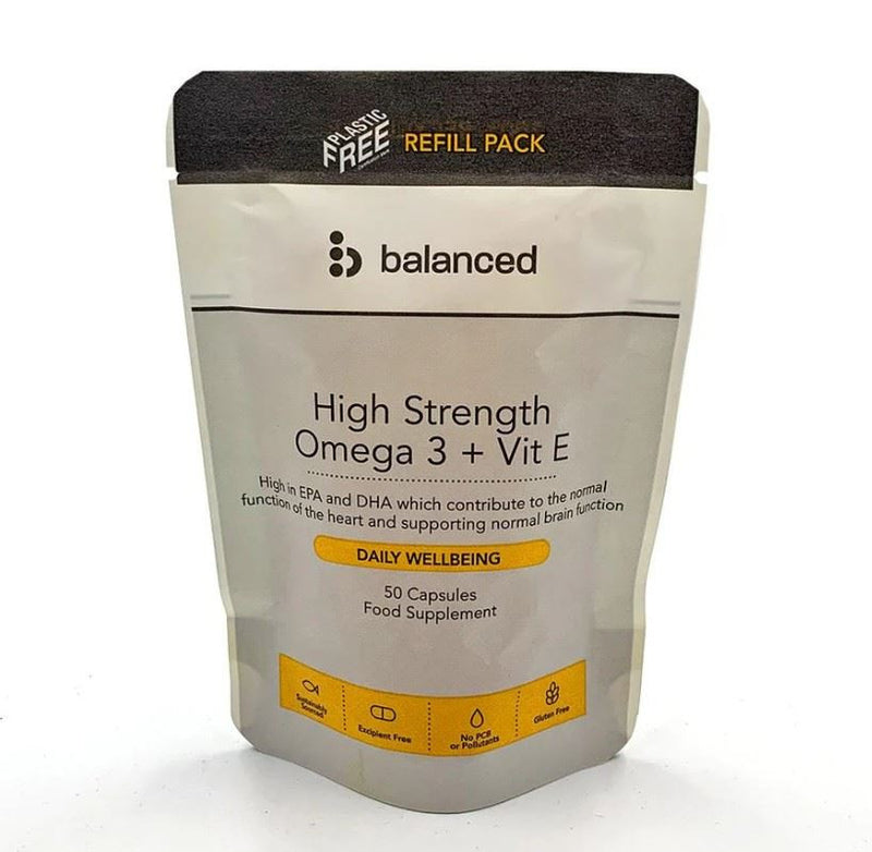Balanced High Strength Omega 3 + Vit E - 50 Gel Caps - Refill Pouch