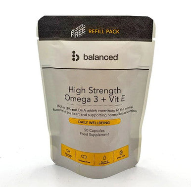 Balanced High Strength Omega 3 + Vit E - 50 Gel Caps - Refill Pouch
