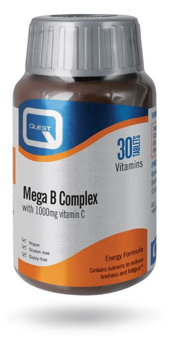 Quest Mega B Complex + 1000mg Vit C - 30 Tablets
