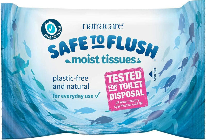 Natracare Safe to Flush Moist Tissues 30 Wipes