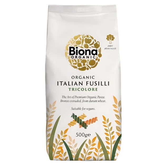 Biona Organic Tri Colore Fusilli Pasta Bronze - 500g
