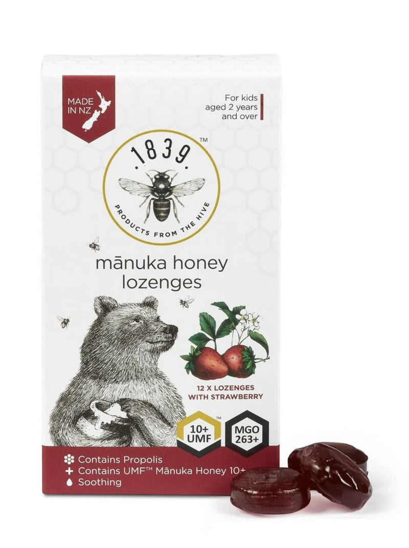 UMF 10+ Strawberry Lozenges with Manuka Honey - 12 Lozenges
