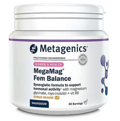 Metagenics MegaMag Fem Balance Magnesium Powder Citrus Orange - 30 Servings