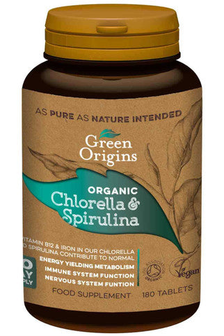Green Origins Organic Chlorella & Spirulina - 180 Tablets