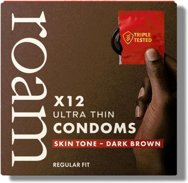 Roam Skin Tone Condoms - 12x Dark Brown