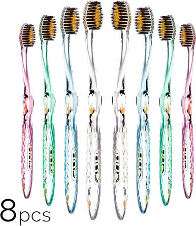 Nano-b Gold & Charcoal Toothbrush - Mixed Colour 8 Pack