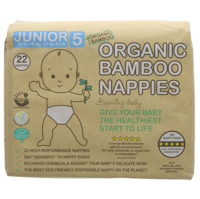 Beaming Baby Organic Bamboo Nappies Size 5 (15-19kg) - 22 Nappies