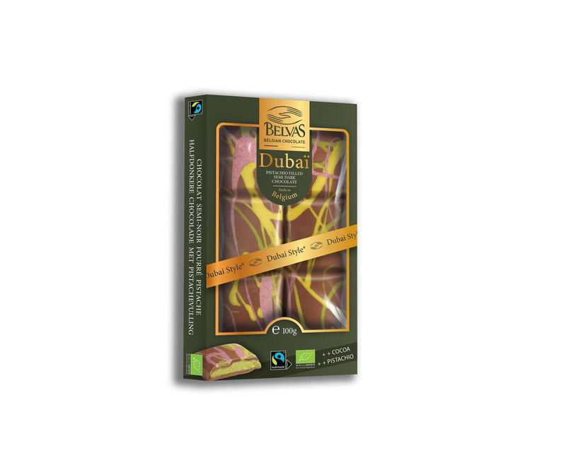 Belvas Tablette Dubai Pistachio Semi Dark Chocolate Bar - 100g