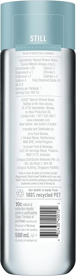 Voss Still Water Plastic Bottle - 500ml (Pack of 24)