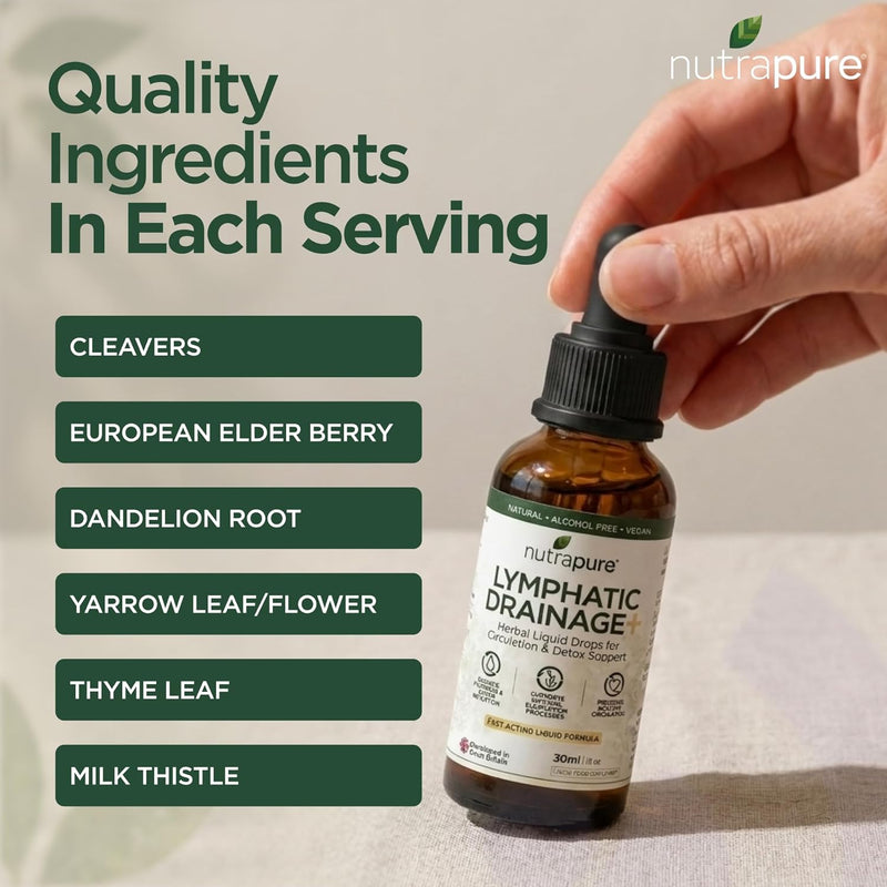 Nutrapure Lymphatic Drainage Drops – Herbal Liquid Support for Detox & Circulation - 30ml