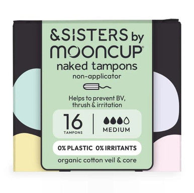 AND SISTERS Organic Cotton Naked Tampons Medium Absorbency - 16 Pack
