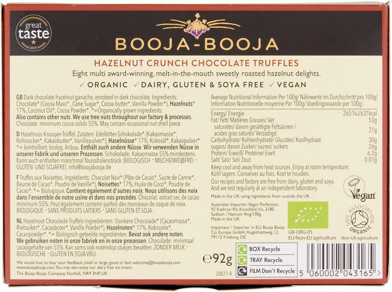 Booja-Booja Hazelnut Crunch Chocolate Truffles - 92g