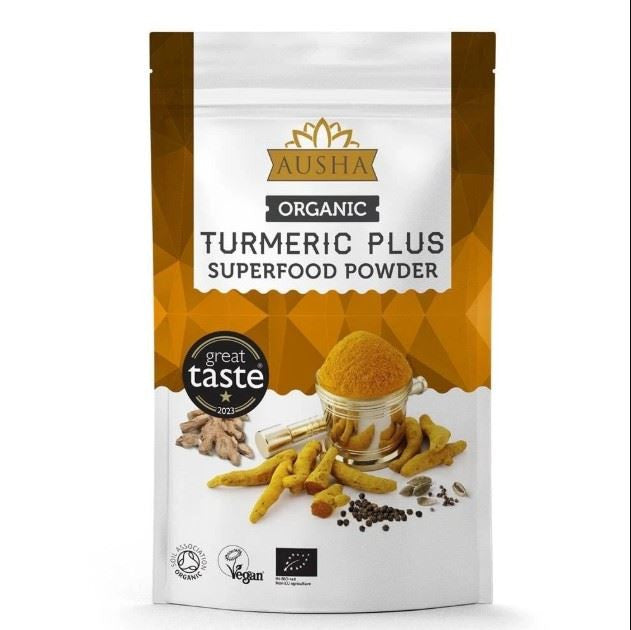 AUSHA Organic Turmeric Powder with Black Pepper Ginger Cardamom - 250g