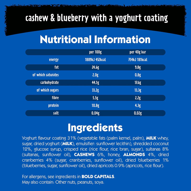 Eat Natural Yoghurt Cashew & Blurberries Bar - Pack of 12 x 45g (1 Box)