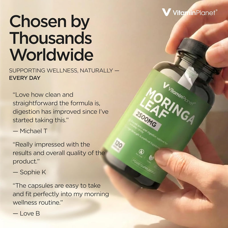 Moringa Leaf 2500mg, Pure Extract, 120 Vegan Capsules, 4 Month Supply, Vegan