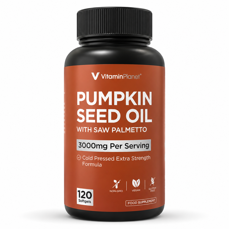 Vitamin Planet Pumpkin Seed Oil 3000mg Softgels with Saw Palmetto 500mg, 120 Softgels