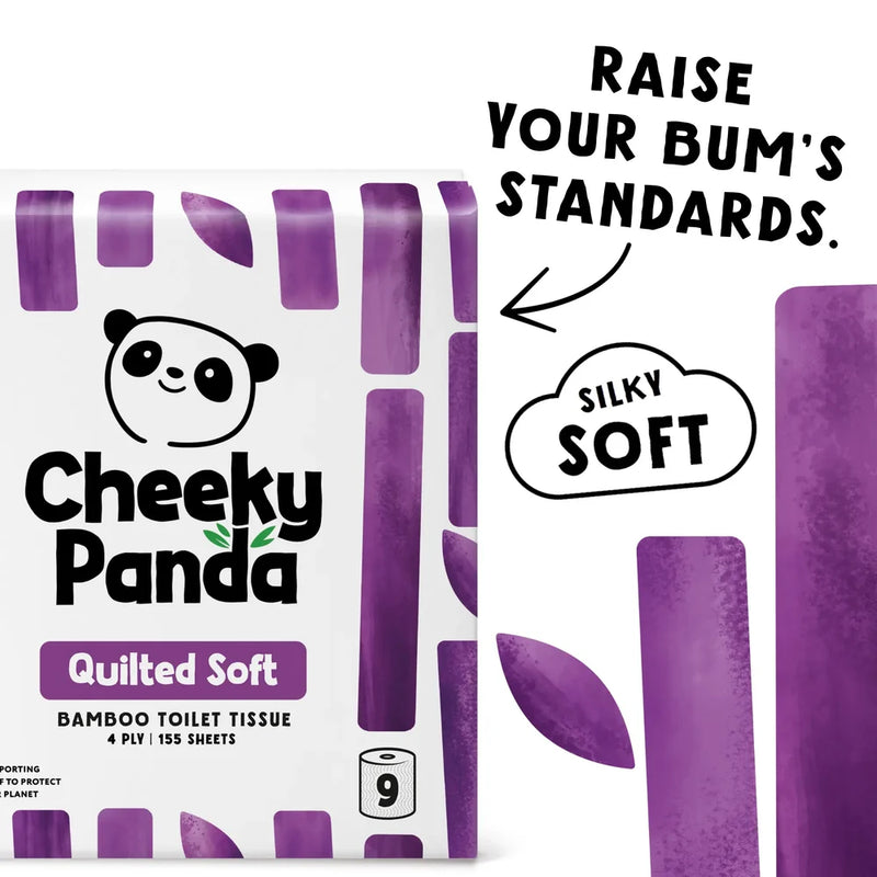 Cheeky Panda Quilted Soft Bamboo Toilet Tissue - 9 Rolls