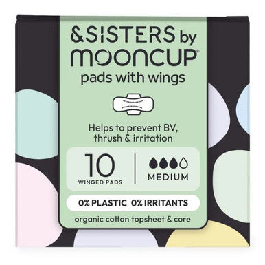 AND SISTERS Organic Cotton Pads With Wings Medium Absorbency - 10 Pads