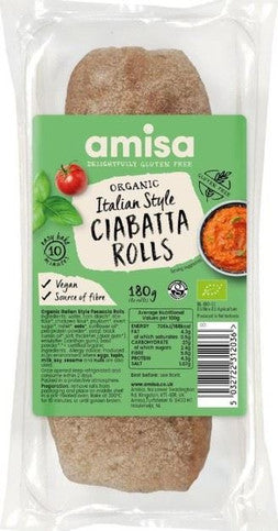 Amisa Organic White Ciabatta Rolls - 180g