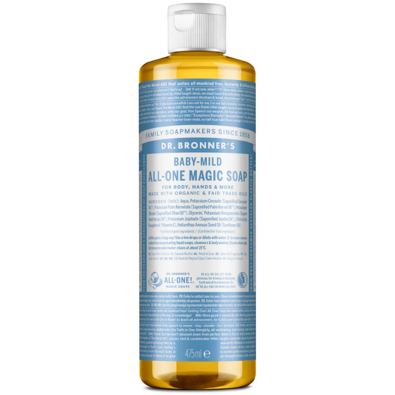 Dr. Bronner’s Baby Mild Liquid Castile Soap – Unscented (475 ml)