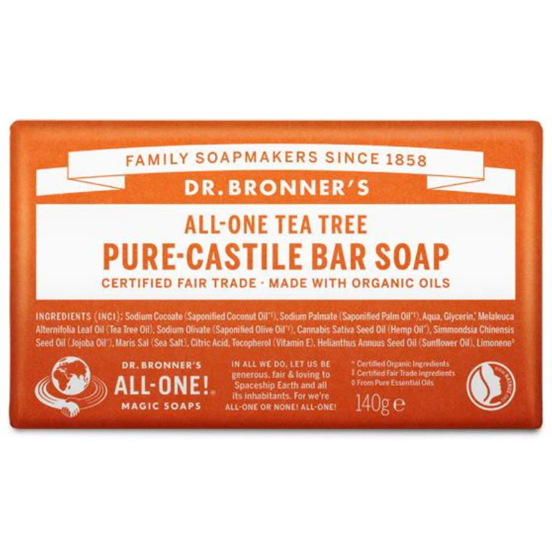 Dr Bronner Organic Tea Tree Soap Bar - 140g