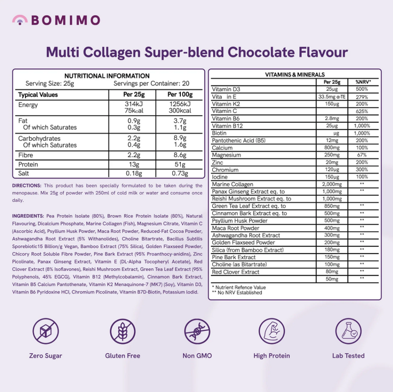 Bomimonutrition The MenoShake Chocolate Collagen - 500g