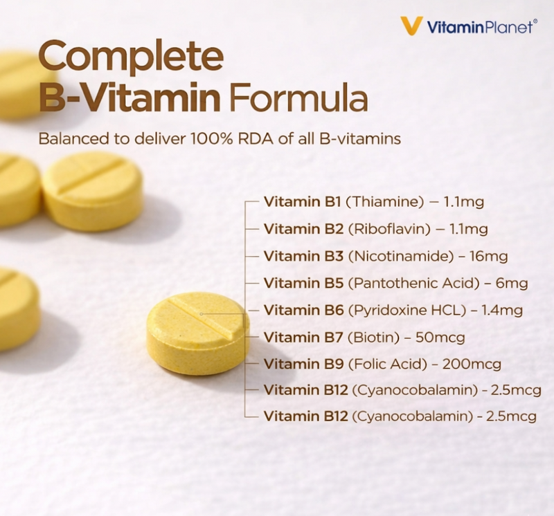 Vitamin B Complex, All 8 B-Vitamins – 365 Tablets, 1 Year Supply