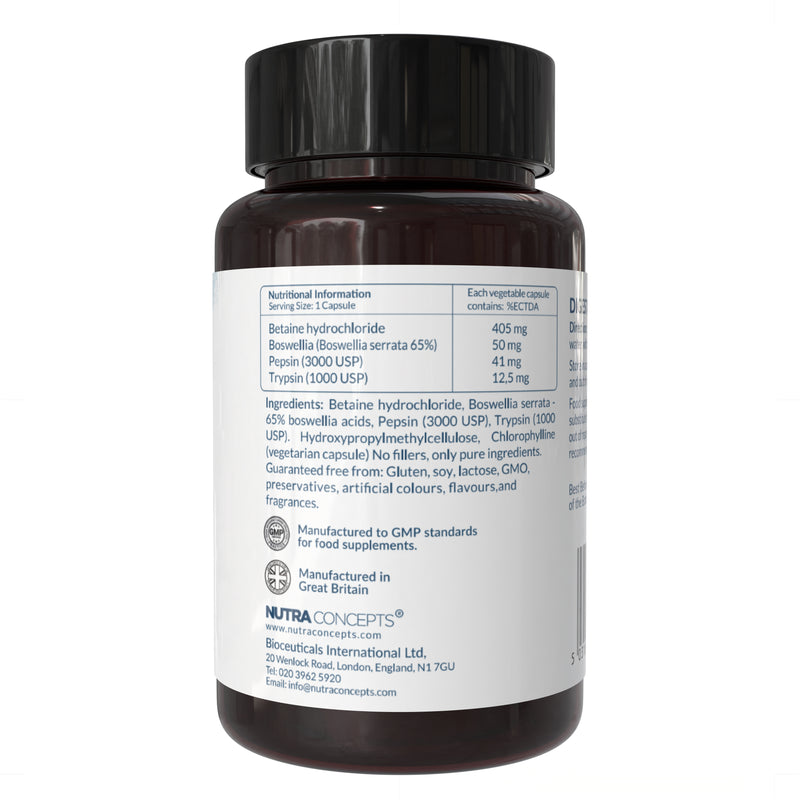 Nutraconcepts Digesta Max - Betaine HCL & Gut Health Support - 60 Capsules