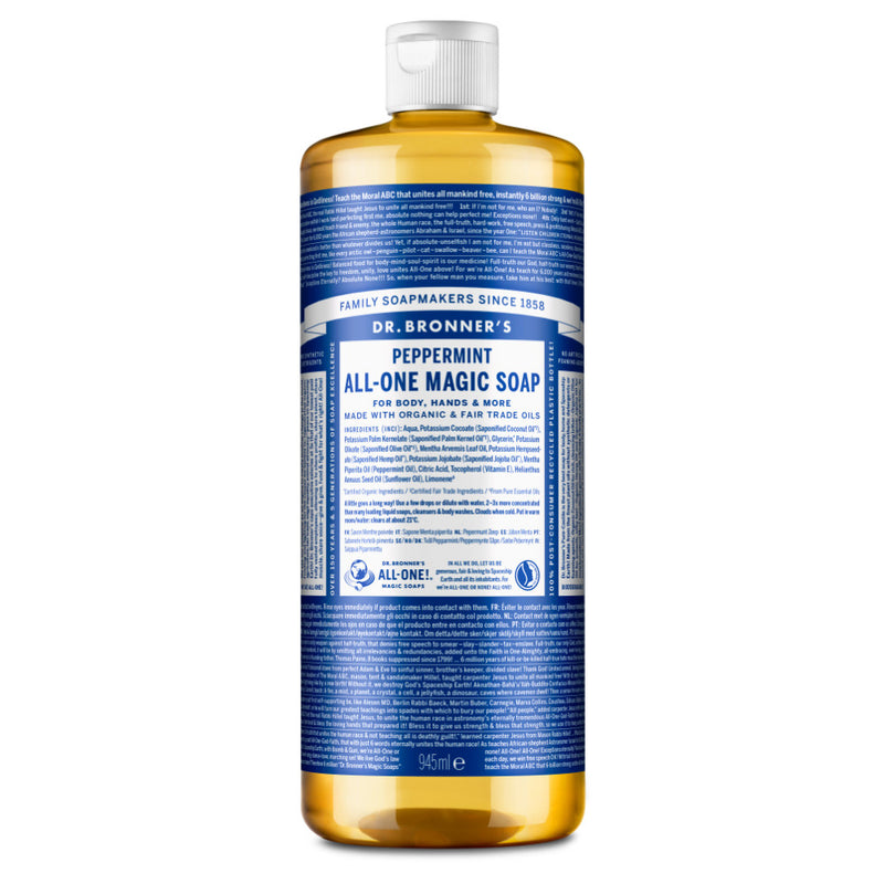 Dr Bronner Peppermint All-One Magic Soap (945ml) - Multi-Use Cleanser