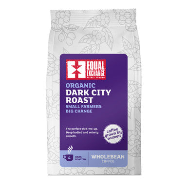 Equal Exchange Fairtrade & Organic Dark City Roast Coffee Beans - 227g