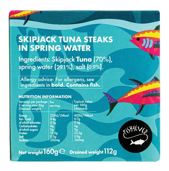 Fish 4 Ever Skipjack Tuna Steaks in Spring Water - 160g