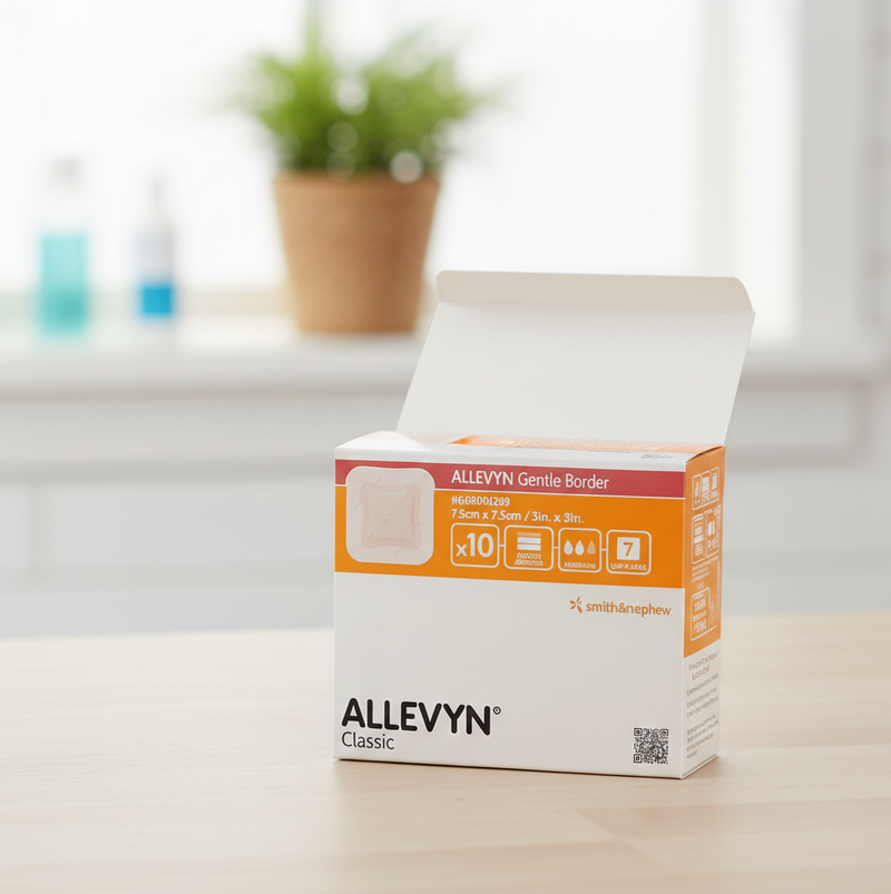 Allevyn Gentle Border 7.5 × 7.5 cm – 10 Dressings (Sensitive Skin Foam Dressing)