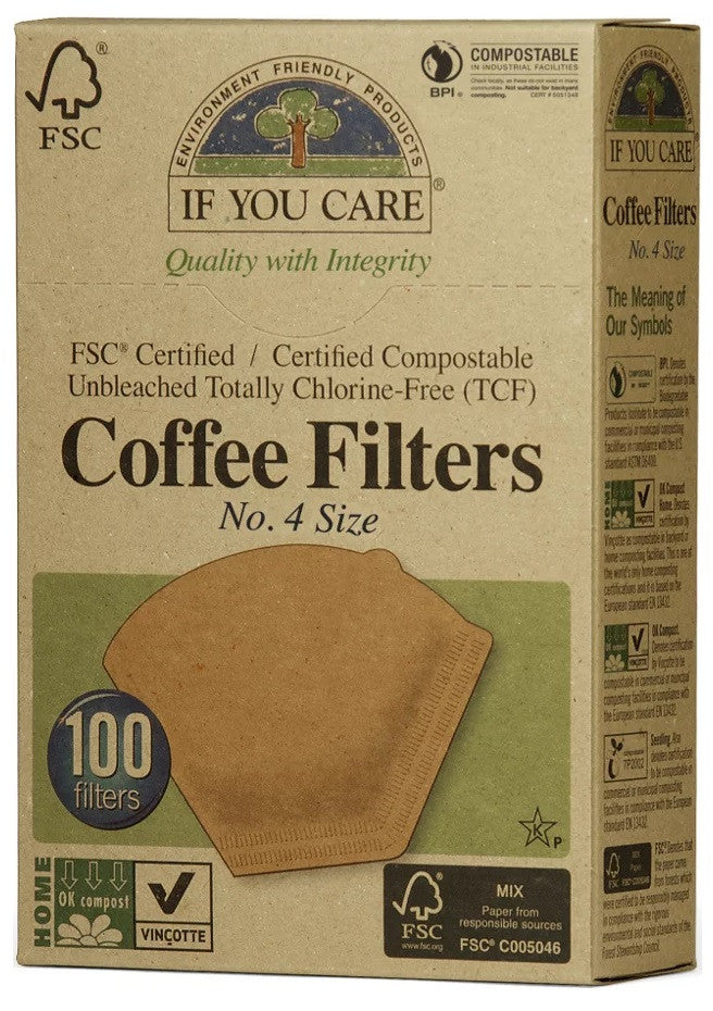 Coffee Filters No.4 Unbleached 100 Filters