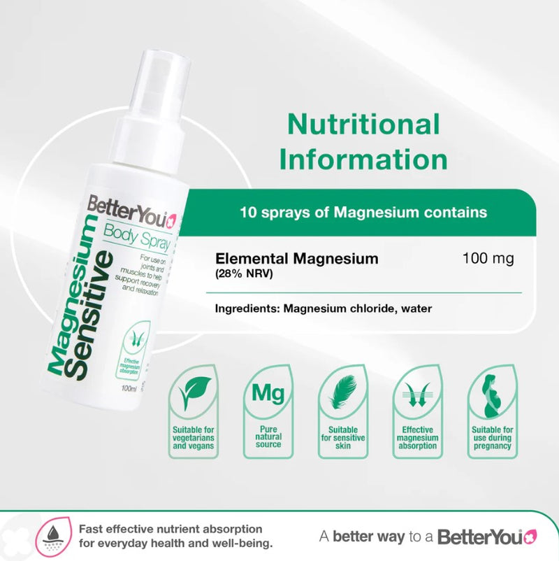 BetterYou Magnesium Oil Sensitive Spray - 100ml