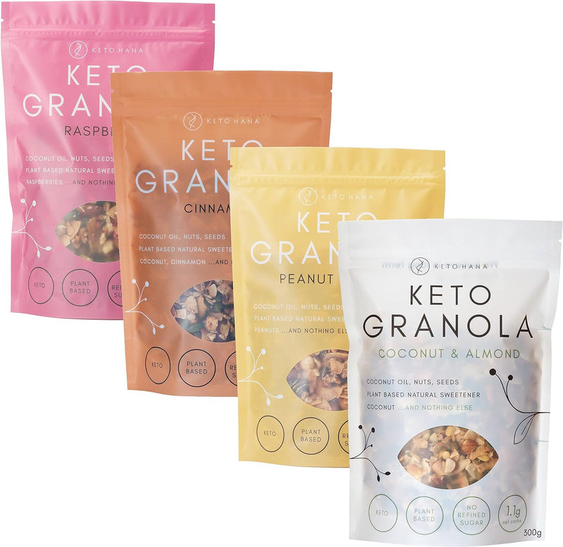 Keto Hana Mix Pack 1 - Raspberry, Cinnamon, PB & Plant Based Coconut