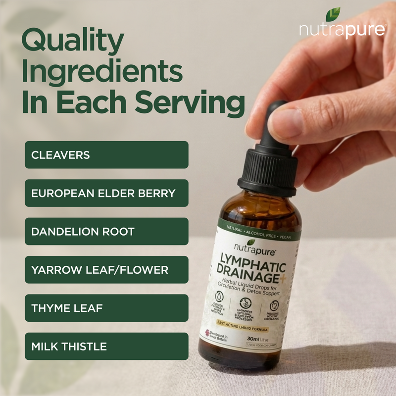 Nutrapure Lymphatic Drainage Drops – Herbal Liquid Support for Detox & Circulation - 30ml