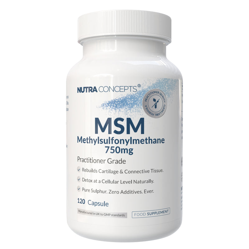 Nutraconcepts MSM Sulphur - Joint Cartilage Skin Hair & Nail Support - 120 Capsules