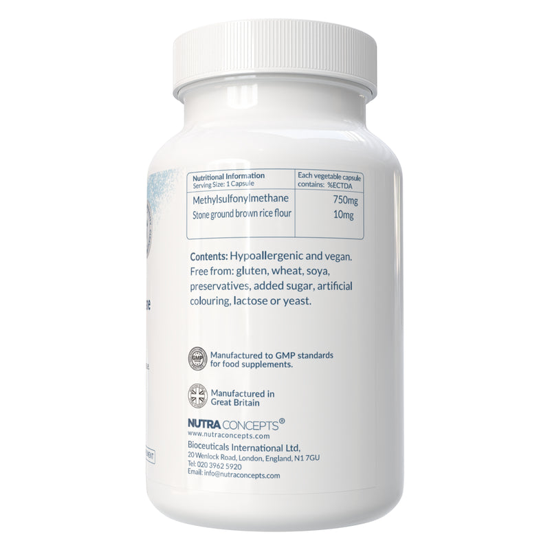 Nutraconcepts MSM Sulphur - Joint Cartilage Skin Hair & Nail Support - 120 Capsules